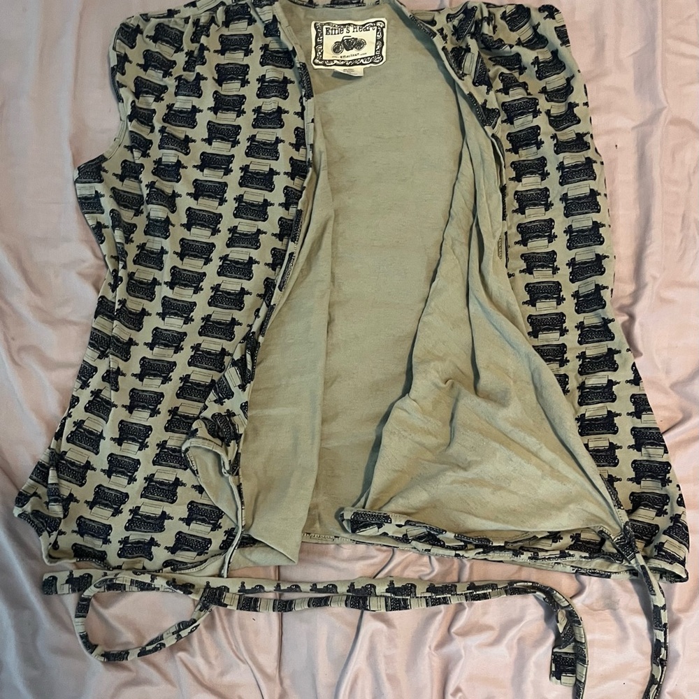 Vintage Typewriter Print Wrap Shirt Size 2x